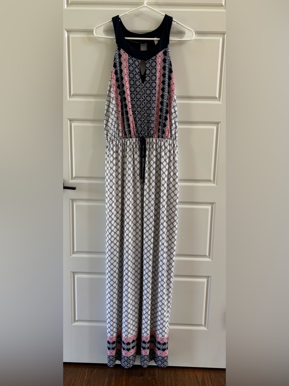 Gilli Navy, White & Pink Patterned Maxi Dress Large